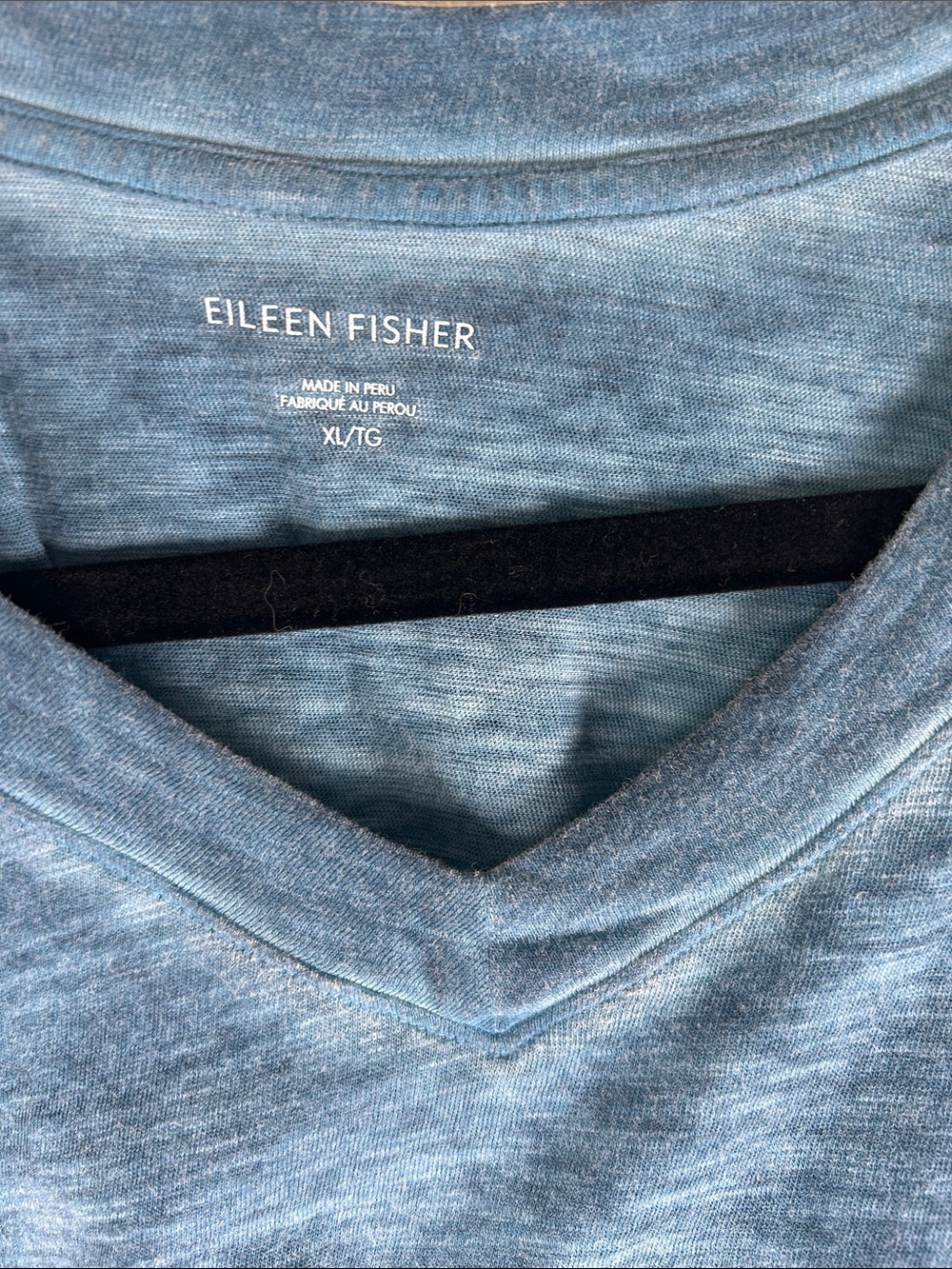 Eileen Fisher Teal V-Neck Short Sleeve Top - Picture 3 of 6